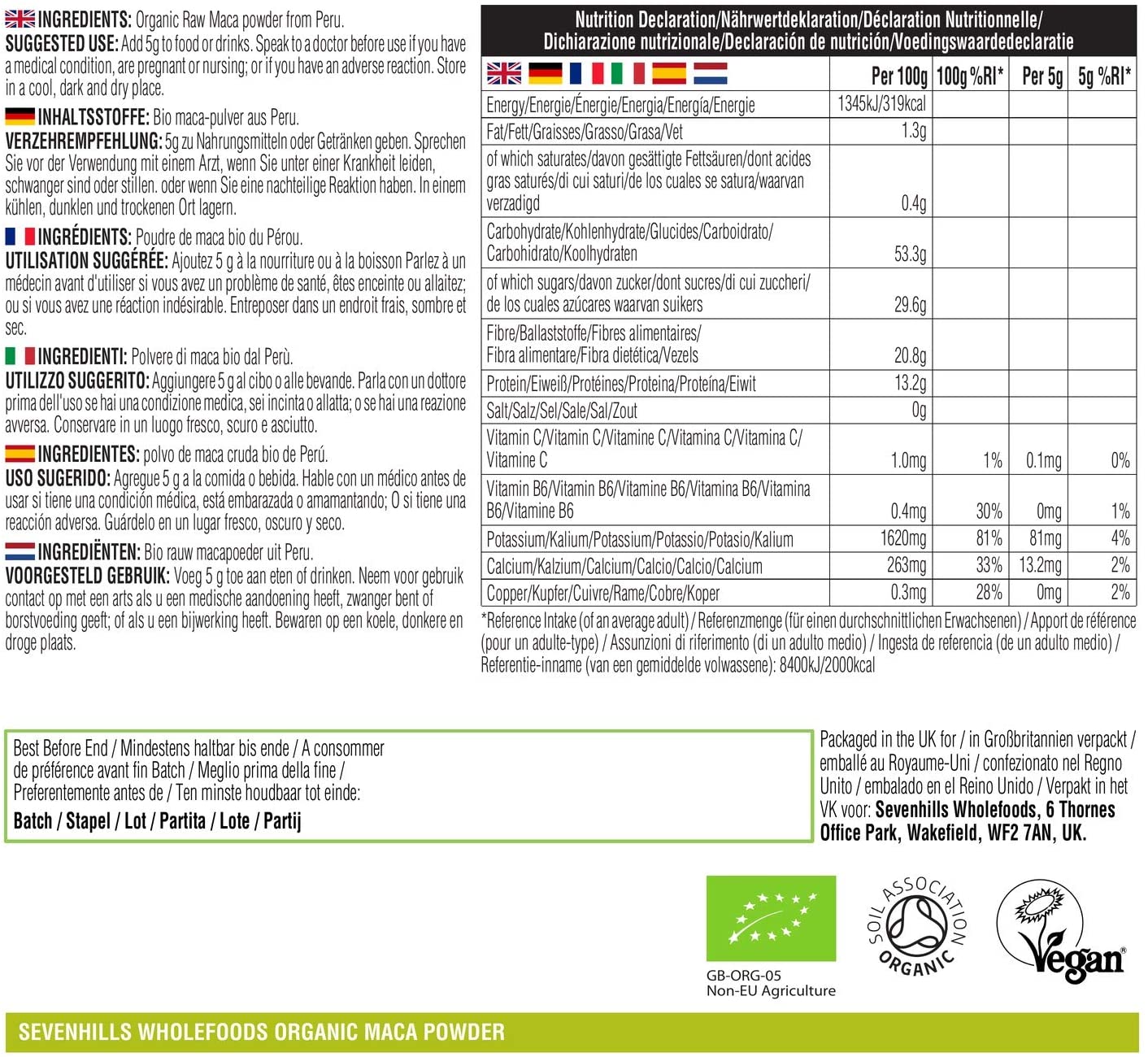 Sevenhills Wholefoods Organic Maca Powder 1kg from Peru, Pure Maca Root, Vegan, Gluten-Free, Non-GMO, Kosher - Image 3