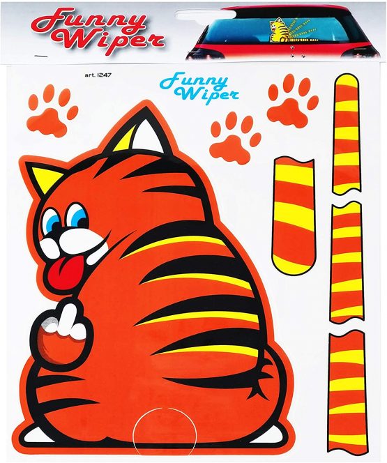 Funny Wipers Rear Window for Car Stickers, Brown Cat - Image 2