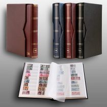 Prophila stockbook 60 white divided sides padded with slipcase red