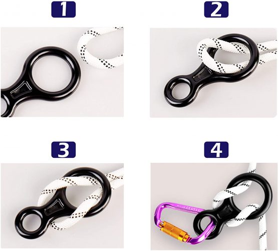 Azarxis 35KN Rappel Gear 8 Descender Heavy Duty & Large & High Strength Rappel Device Equipment for Descending, Rappelling, Belaying - Image 4