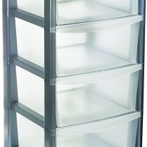 Stefanplast Libera 4 Drawers High Storage Unit, Silver, 40 x 40 x 80 cm
