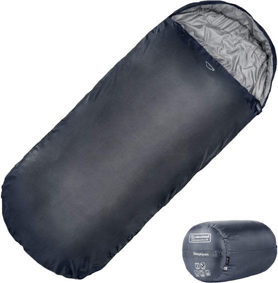 XL Sleeping Bag by Highlander – Extra Large Pod Design perfect for Camping, Sleepovers and Festivals – Lightweight Single Bags suitable for Adults & Juniors -The Sleephaven, Azure, Black & Grape Juice