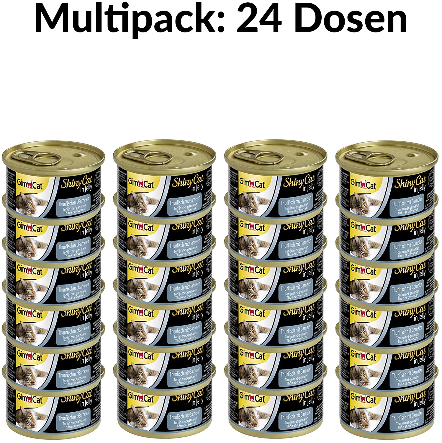 GimCat ShinyCat in Jelly Tuna with Shrimps - Wet food containing fish and taurine for cats - 24 tins (24 x 70 g) - Image 2