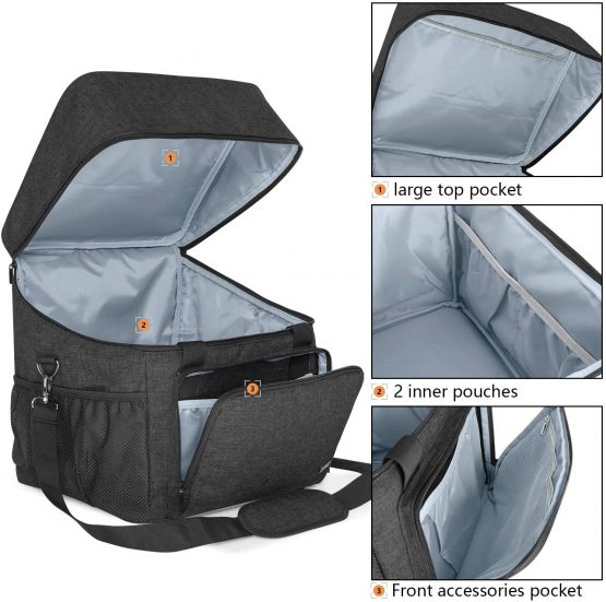 Luxja Overlocker Bag for Most Standard Overlocker Machines, Serger Case with Accessories Storage Pockets (Patented Design), 33CM x 30.5CM x 34CM, Black - Image 2