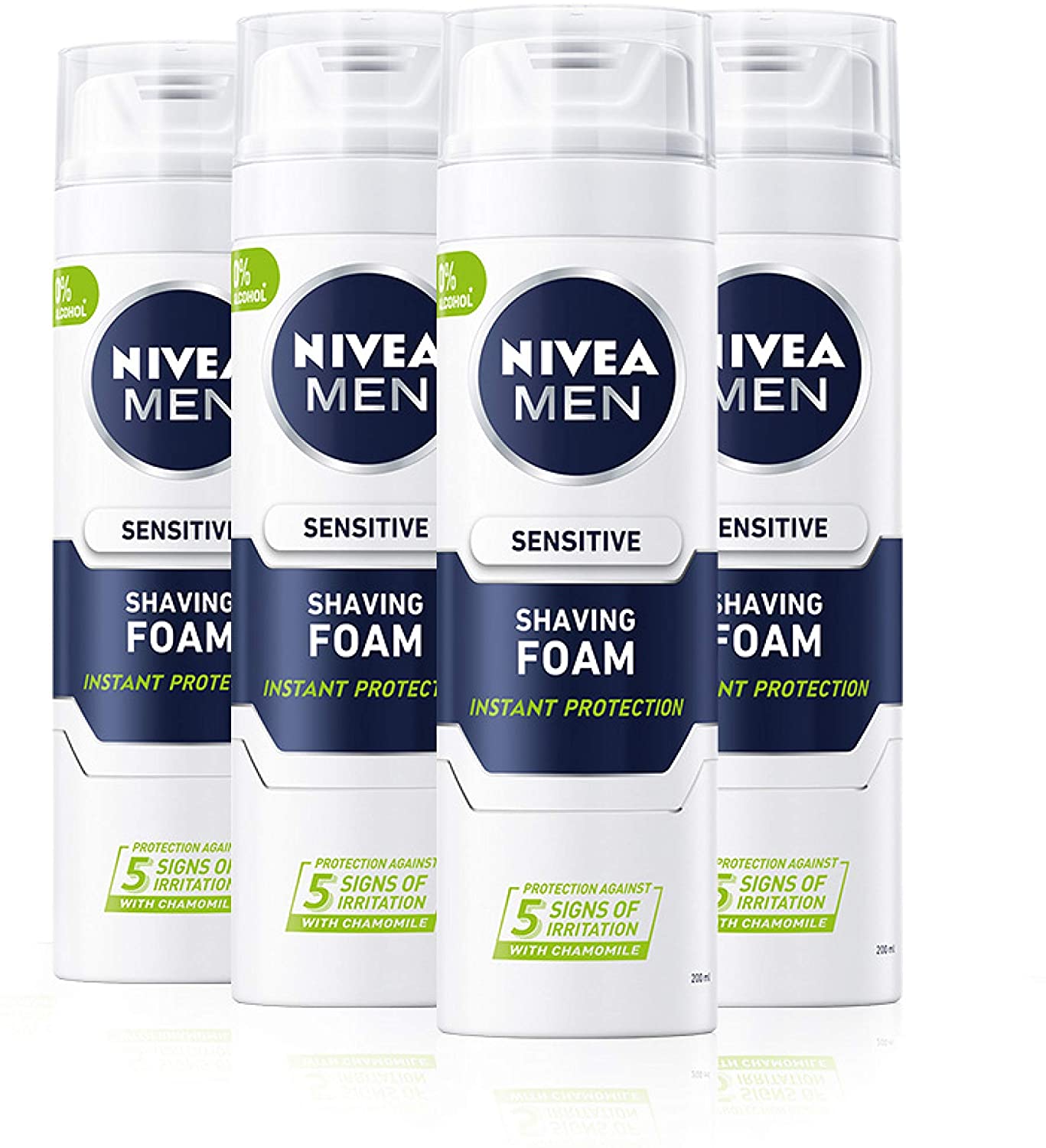 NIVEA MEN Sensitive Shaving Foam Pack of 4 (4 x 200ml) Sensitive Skin Shaving Foam