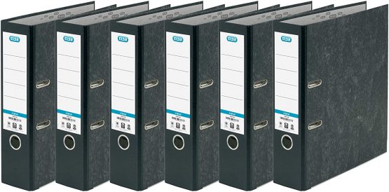 Elba A4 Lever Arch File, Black, Pack of 6