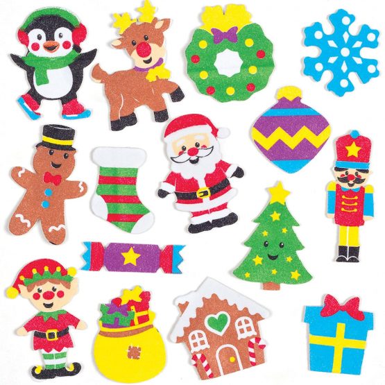 Baker Ross AT302 Christmas Foam Stickers, Festive Arts and Craft (Pack of 120), Assorted