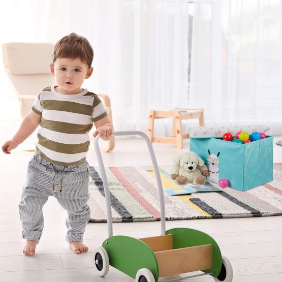 Relaxdays Kids Ottoman, Lidded, Toys Storage Crate, Folding, Boys & Girls, 33 L, Lama Design, Turquoise, 31 x 48.5 x 31 cm - Image 3