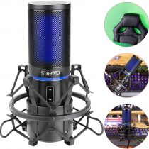STRMD USB Microphone (Cardioid), Pop Up Green Screen, Shock Mount, Tripod Mic Stand, Scissor Mic Stand, Pop Filter & Wind Shield ideal for Zoom, Skype, Twitch & YouTube Equipment, ST-VLOG-SSK