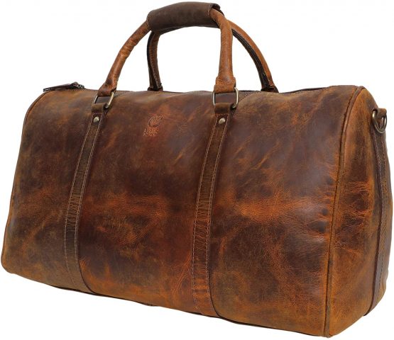 Leather Travel Duffel Bags for Men - Holdall Airplane Underseat Carry On Luggage by Rustic Town