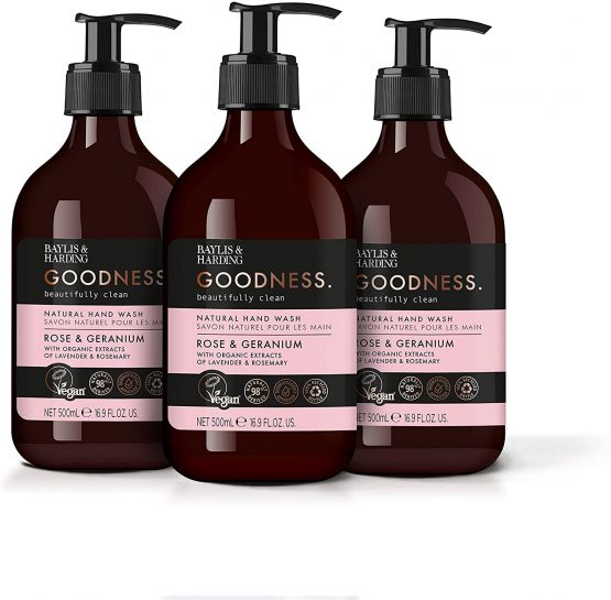 Baylis & Harding Goodness Rose and Geranium, 500 ml Hand Wash, Pack of 3