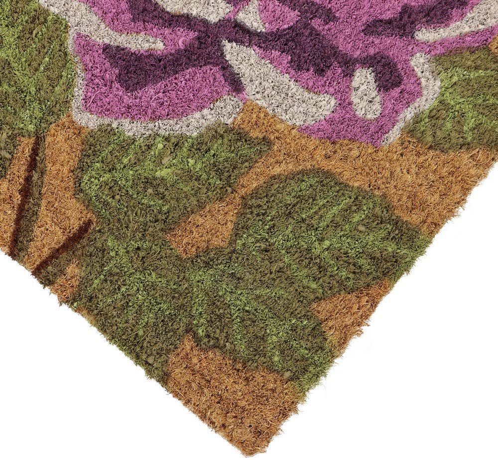 JVL Eco-Friendly Garden Latex Backed Coir Entrance Door Mat, Flower Design,Brown, ONE SIZE,02-833, 70 x 7 cm (Square) - Image 3
