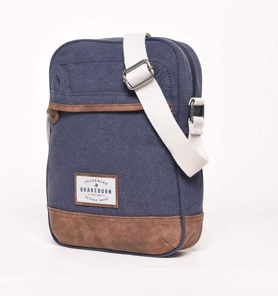 Brakeburn Mens Canvas Cross Body Bag Blue - Image 4