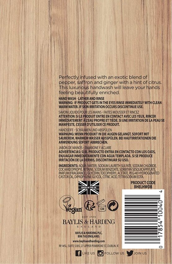 Baylis and Harding Elements Oud Wood and Bergamot, 500ml Hand Wash, Pack of 3 - Image 2