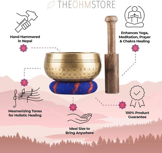 Tibetan Singing Bowl Set — Meditation Sound Bowl Handcrafted in Nepal for Healing and Mindfulness (3.5 Inch Bowl with Giftbox) - Image 2