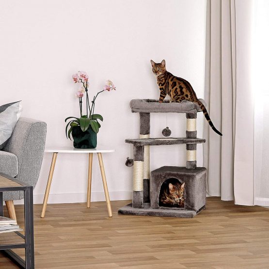 dibea KB00736 Cat Scratching Post Height 75 cm Dark Grey - Image 2