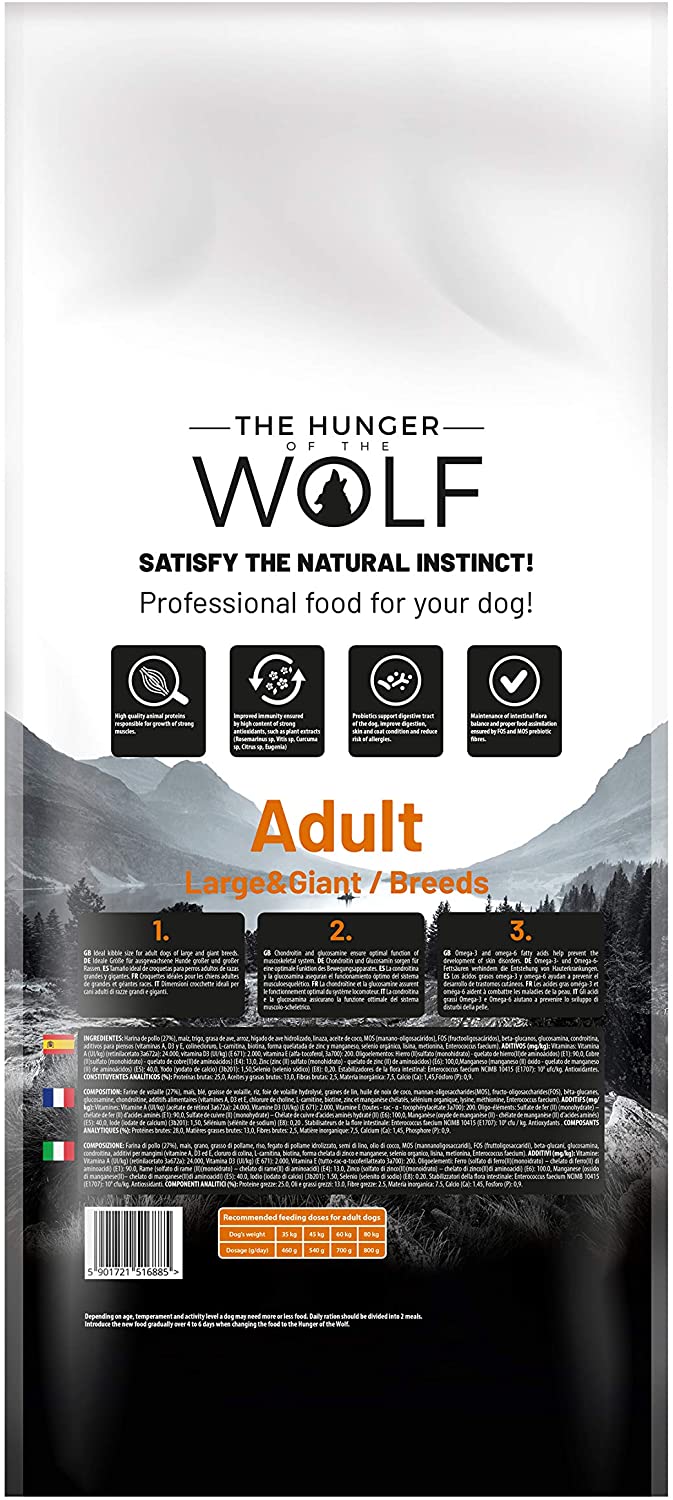 The Hunger of the Wolf Dry Dog Food - for Large or Giant Breeds Formula Good for Joint Health with Chicken Adult - 14 kg - Image 3