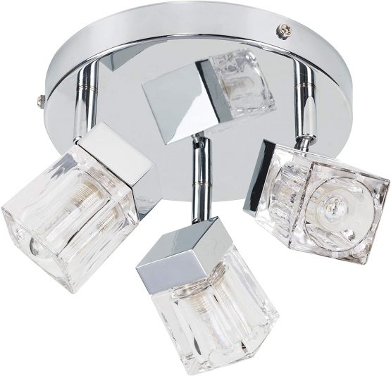 Modern Chrome Ice Cube 3 Way IP44 Rated Bathroom Ceiling Light Spotlight