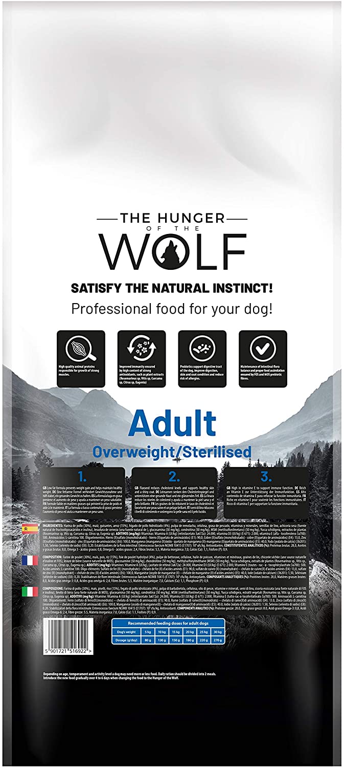 The Hunger of the Wolf Dry Dog Food - For Overweight and/or Sterilised Dogs, Light Formula with Chicken, Adult - 14 kg - Image 3
