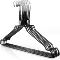 HANGERWORLD 100 Galvanised 41cm Black 13 Gauge Metal Wire Coat Clothes Garment Trouser Bar Hangers.
