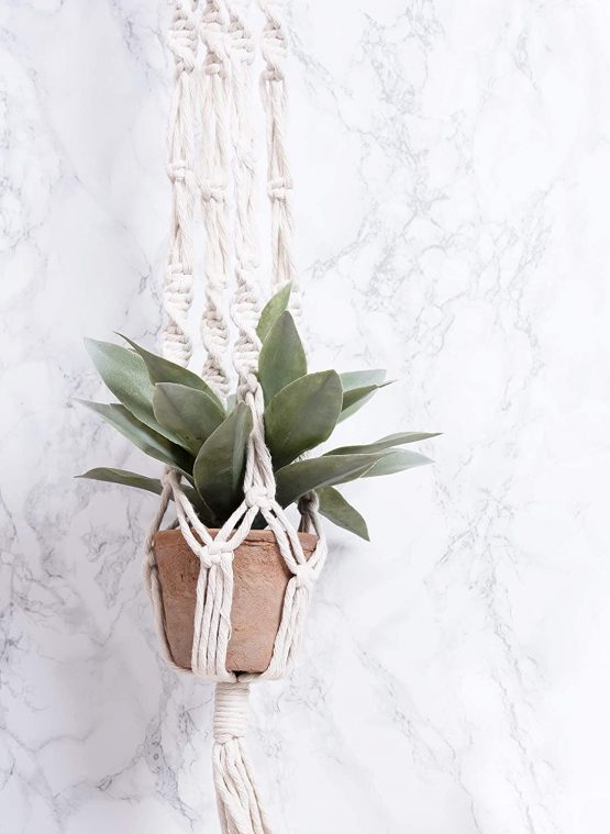 My Life Handmade 663721 DIY Macrame Plant Hanging Kit, Cream, Finished Size 140.97cm x 6.03cm x 3.18cm - Image 4