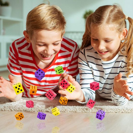 THE TWIDDLERS - 48 Large Colourful Foam Dot Dice Set - 4cm - Image 3