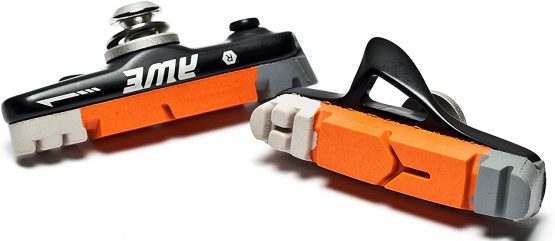AWE® Black Cassette Road Brake Blocks Grey/Orange/White 55mm