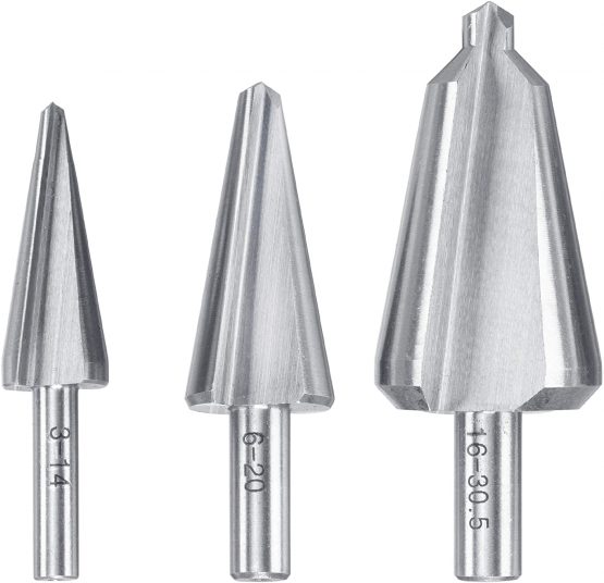 kwb 525090 HSS Plate peeling drill set, 3-piece for stainless steel, cone drill infinitely variable for high-alloy steels