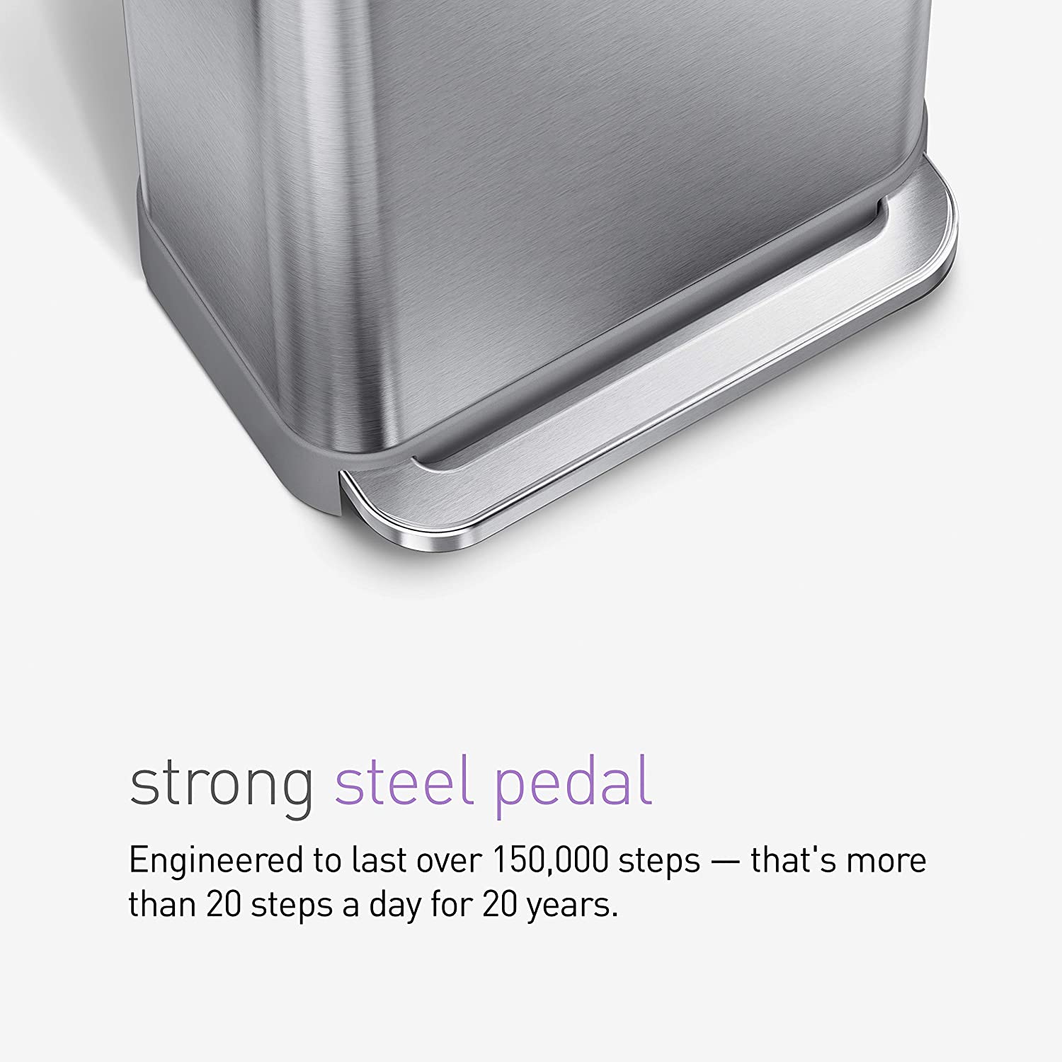 simplehuman CW2024 45L Rectangular Kitchen Pedal Bin with Liner Pocket, Silent Soft Close Lid, Strong Wide Pedal - Image 4
