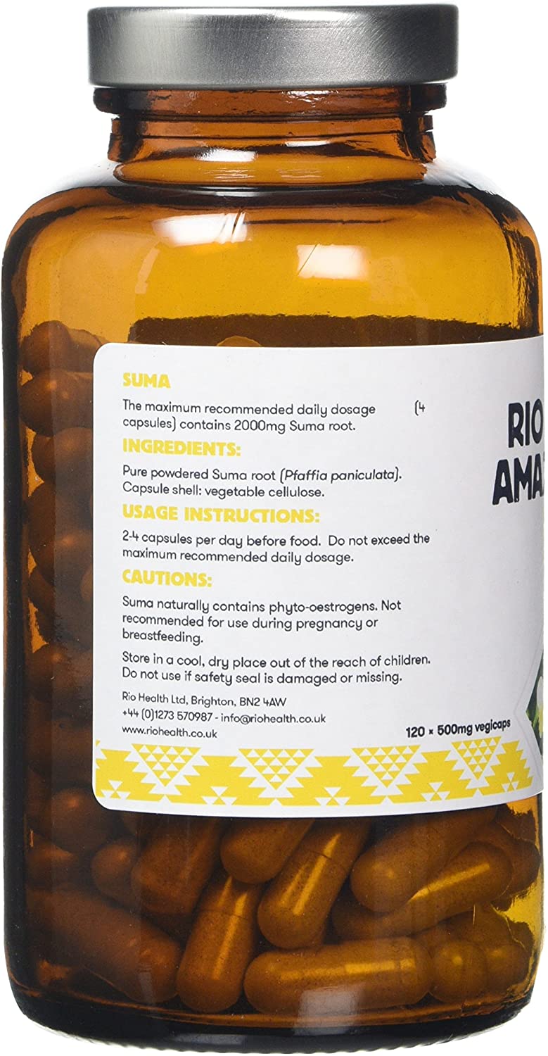 Rio Amazon 500 mg Suma Brazilian Ginseng 120 Vegetarian Capsules, 120 g, 120 Capsules - Image 3