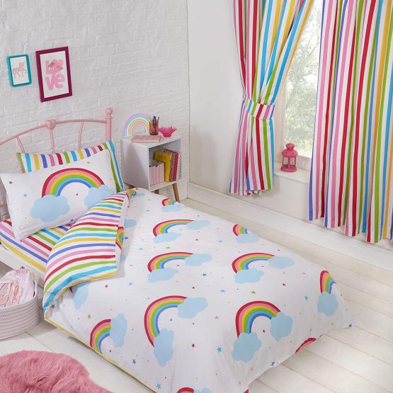 Price Right Home Rainbow Sky Junior Toddler Duvet Cover and Pillowcase Set - Image 2