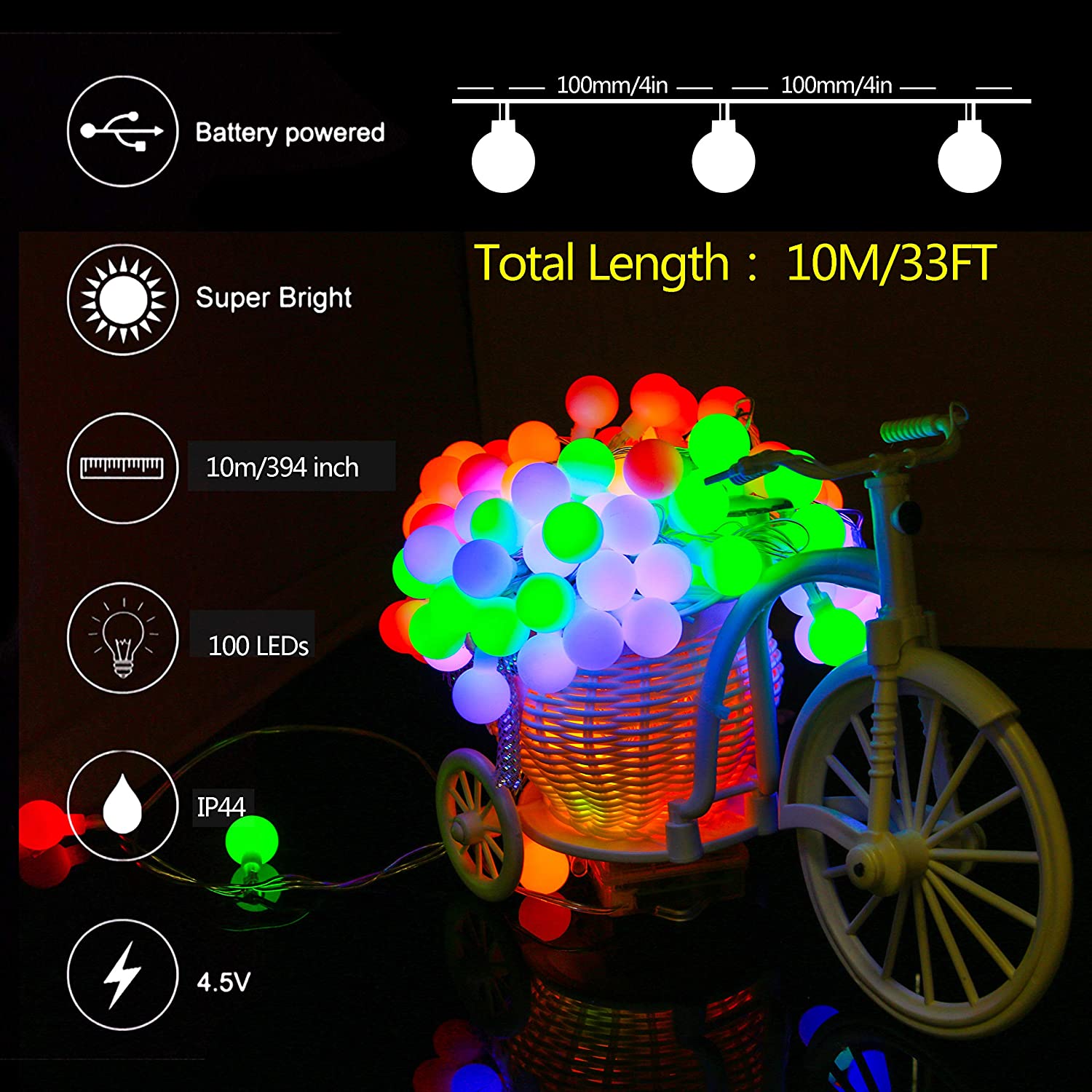 Battery Fairy Lights Outdoor Fairy Lights [Remote & Timer] 33FT/10M