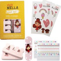 MISS NELLA NAIL KIT- Nail accessories set for kids- nail stickers, tattoos, nail filer & toe separators- all designed for children hands & toes