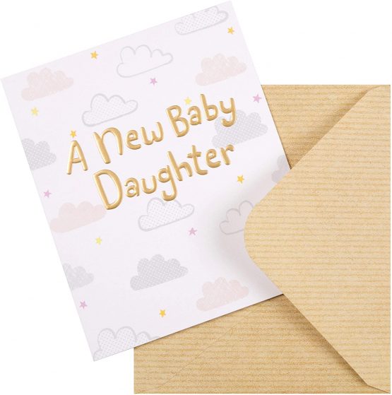 Baby Daughter Birth Congratulations Card from The Hallmark Studio - Contemporary Design on Textured Board with Gold Foil Lettering - Image 2