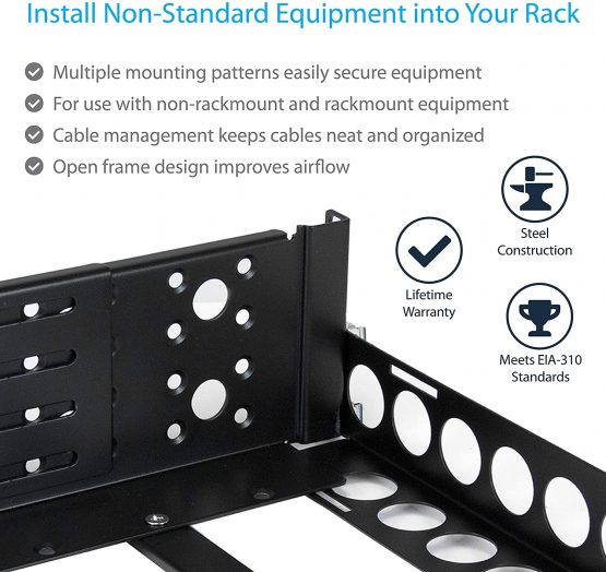 StarTech 3U Universal Server Rack Rails - TAA Compliant Fixed Mounting Rails - 19" Adjustable Depth Rack Mount Rails (UNIRAILS3U), Black - Image 3