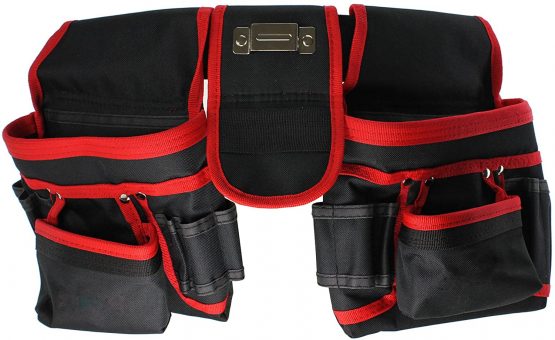 Spares2go 20 Pocket Double Tool Belt Heavy Duty Joiners Carpenter Builders Nails Pouch - Image 4