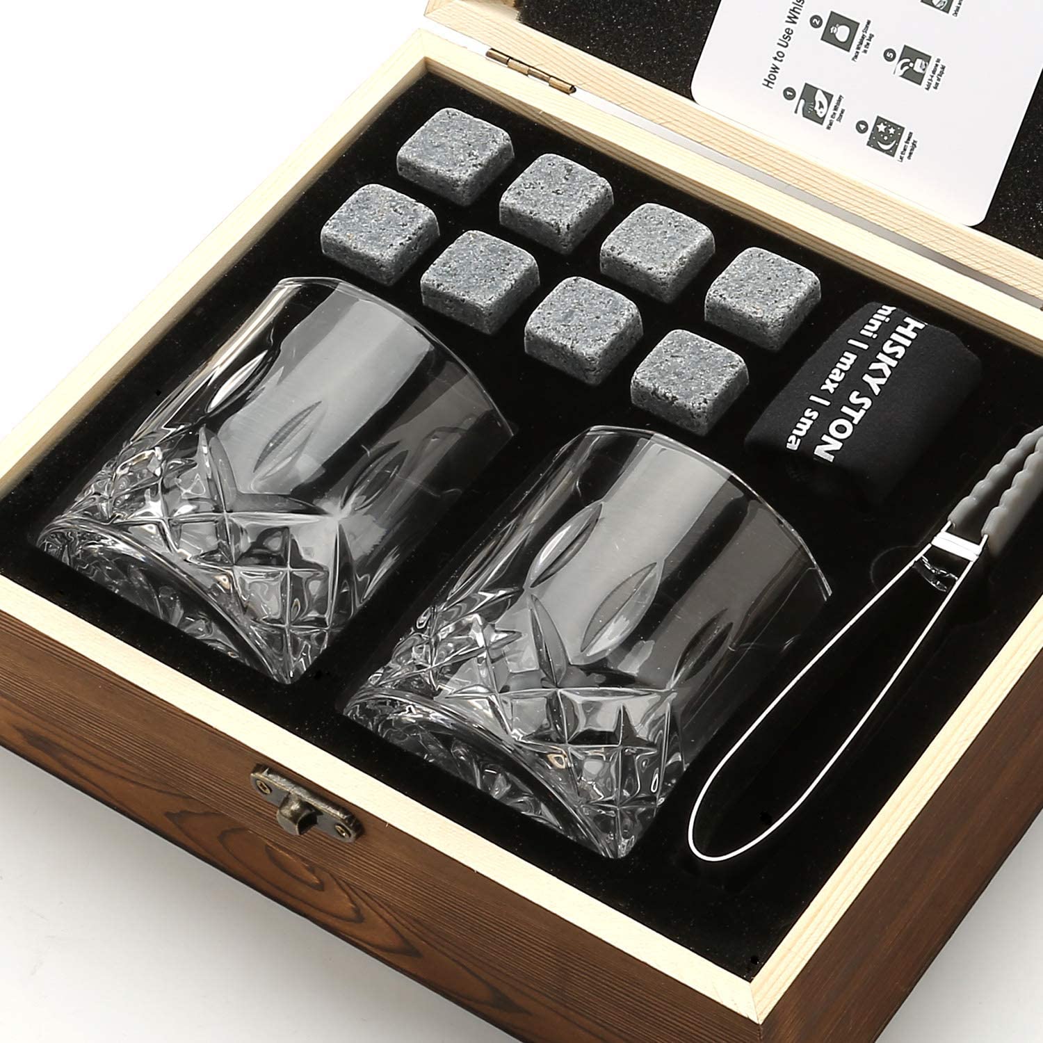 Whisky Stones Glasses Gift Set, 2 Scotch Glasses 8 Granite Chilling Rocks - Image 3