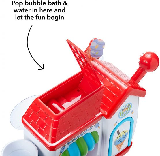 Nuby Ice Cream Shop Bubble Machine, Bath Toy for Toddlers from 3 Year Olds and Older. Foam Cone Ice Cream Maker Bath Wall Toy, Red - Image 4