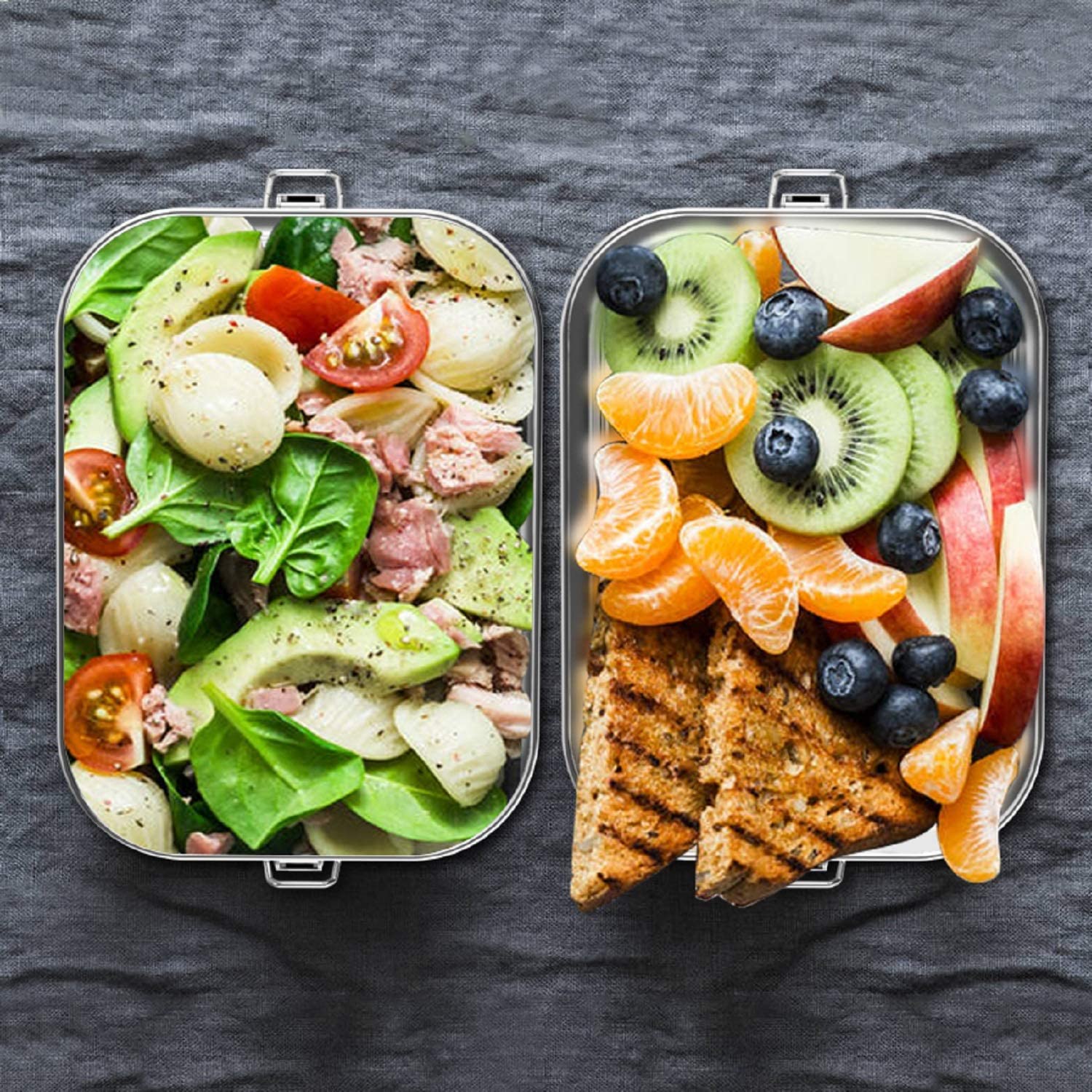 Lunch Box Inox 800 Ml Avec Compartiment Amovible Bento Box En Métal
