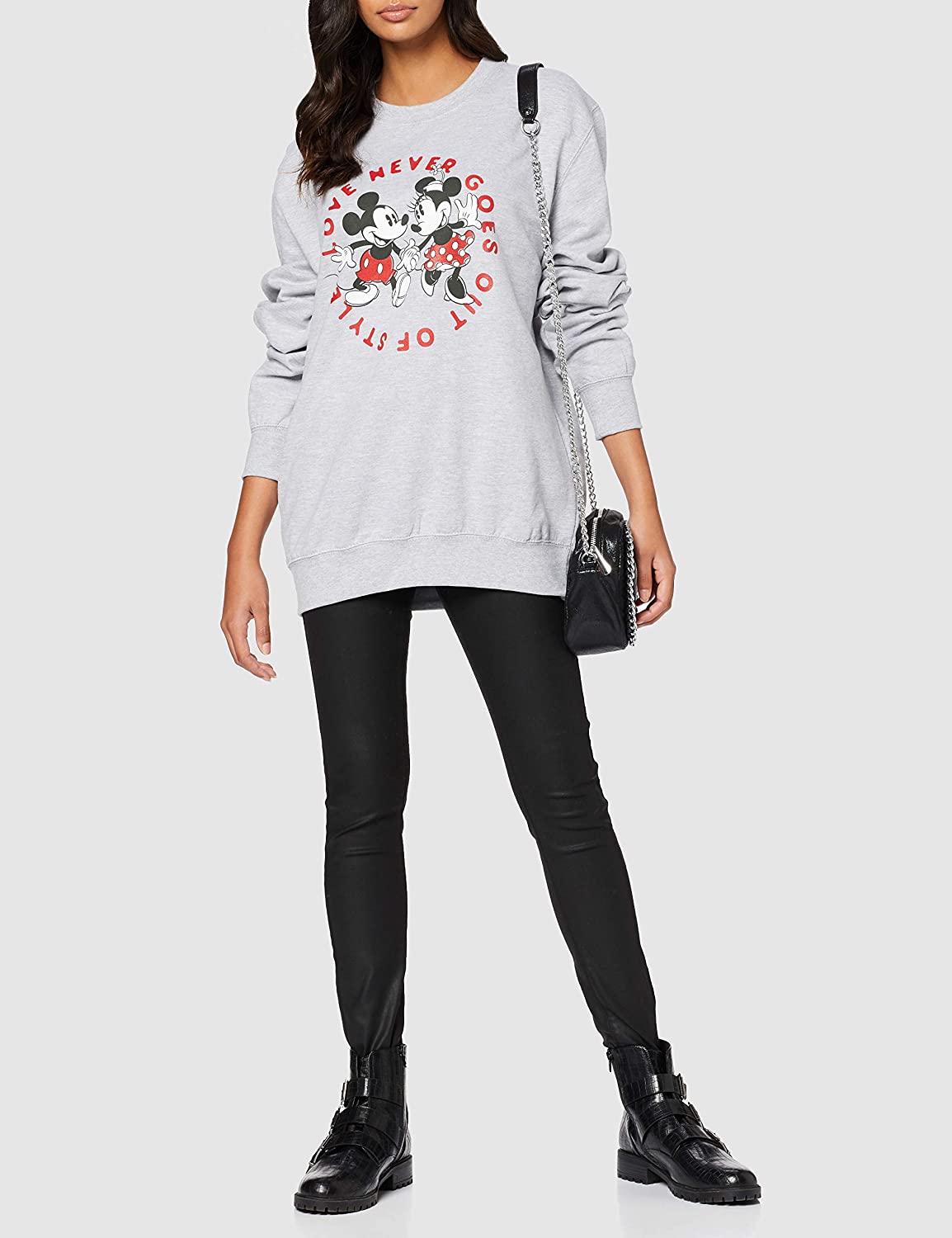 Disney Women's Love Never Goes Out of Style Sweatshirt, Grey (Heather Grey Hgy), 8 UK - Image 3
