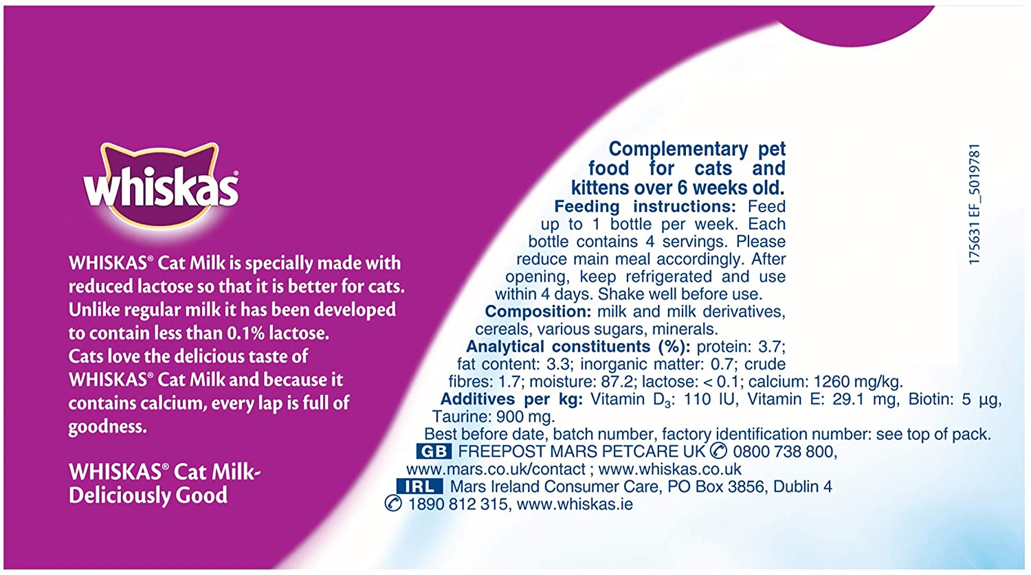 Whiskas Cat Milk 15 x 200 ml bottles, Complementary Cat Food for Kittens over aged 6 weeks, 200 ml (Pack of 15) - Image 2