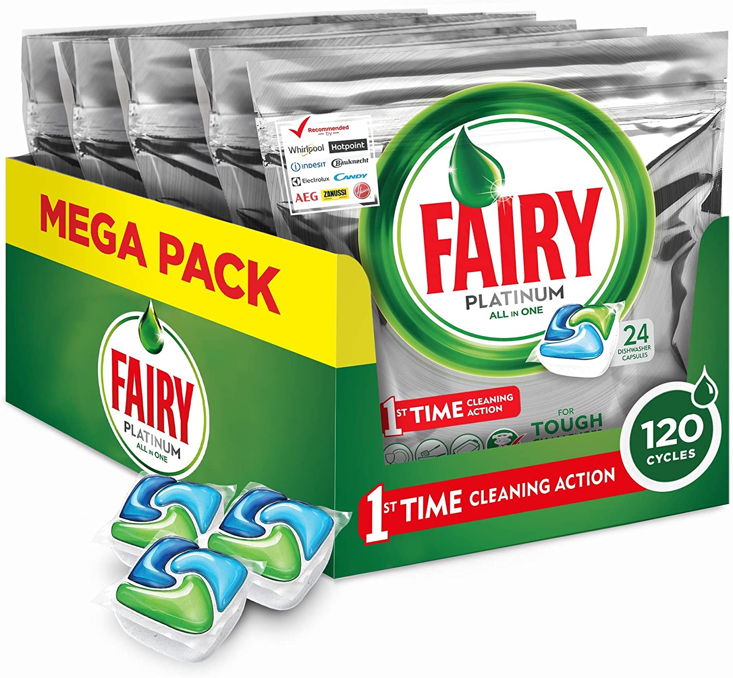 Fairy Platinum All-In-One Dishwasher Tablets Bulk, 120 Tablets, Original, 120 count (Pack of 1)
