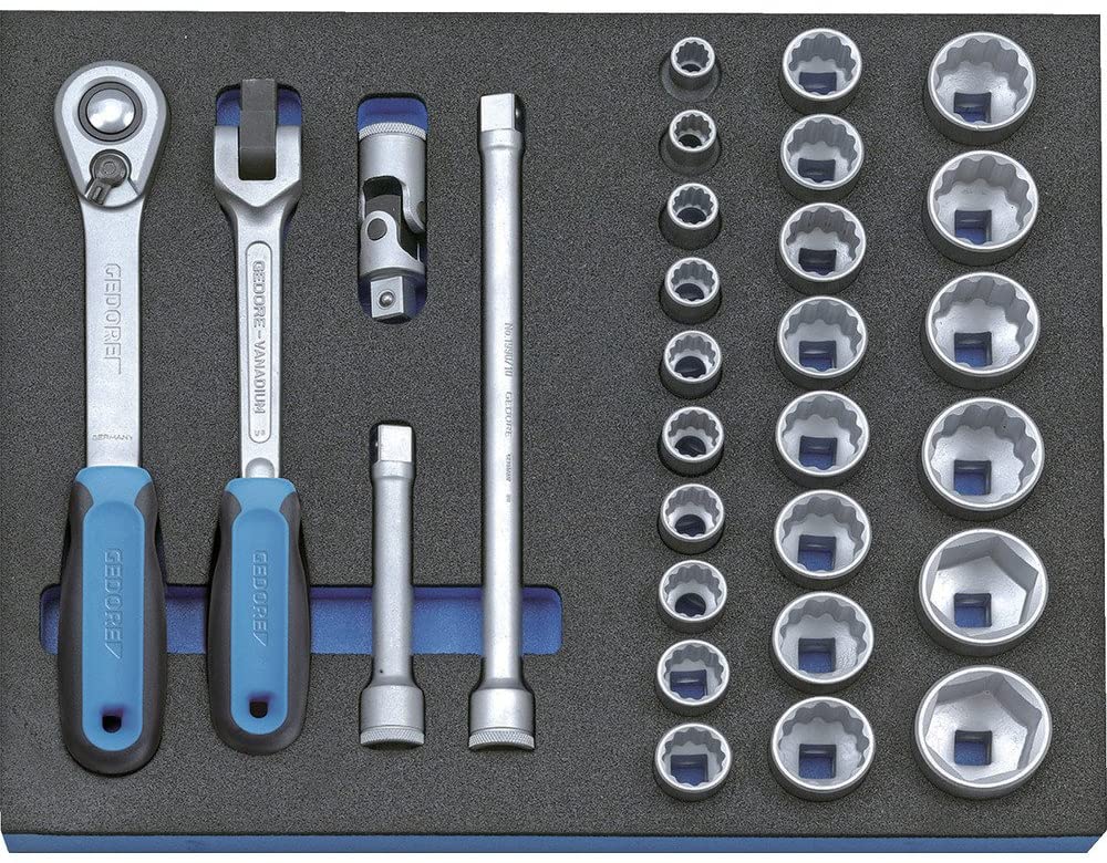 Gedore Socket Set 1/2 Inch 2/4 Academy Ct Module, 2005 CT2/D 19, Silber, Variety Pack
