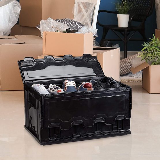 Relaxdays Professional Storage Box, Sturdy, Commercial Crate, Plastic, Lidded, 32.5x58x39.5cm, Grey - Image 3