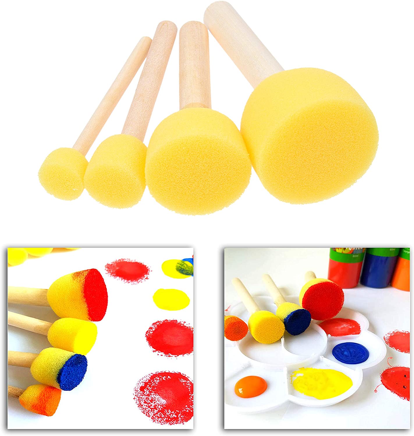 Kare & Kind 30 pcs Round Sponges Brush Set, Painting Tools, for DIY Arts Crafts, Stencils, Graffiti, Assorted Sizes - Image 2