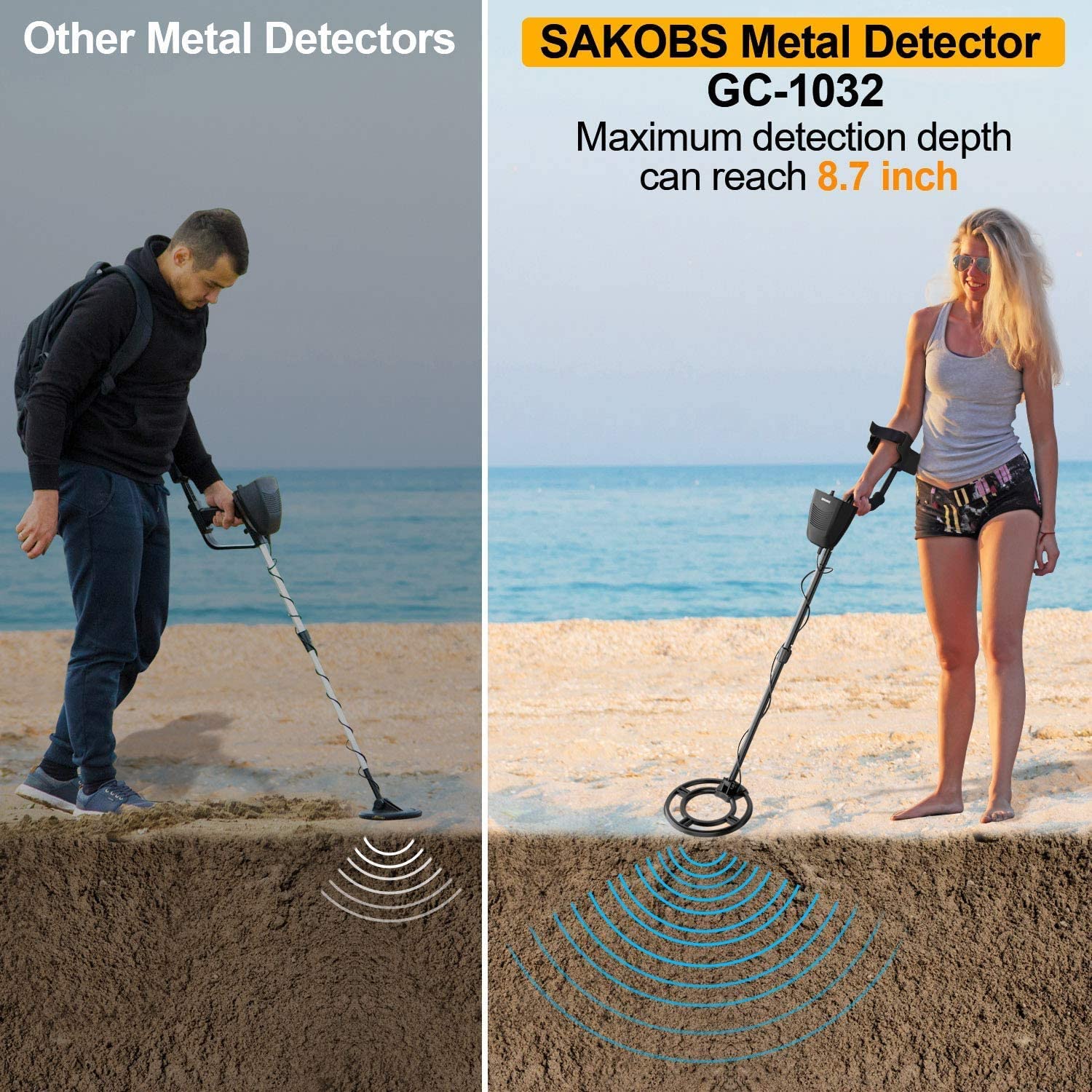 sakobs Metal Detector,High Accuracy Adjustable Waterproof Metal ...