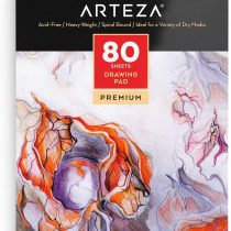 Arteza 22.9 x 30.5 cm Drawing Pad, 80 Pages, Spiral Bound Artist Drawing Book, Durable Acid Free Sketch Paper (130g), for Beginners & Experts
