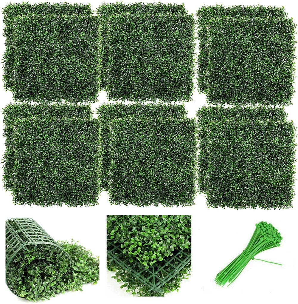 Nisorpa Artificial Hedge Boxwood Panels Trellis Screening,12PCS Fake Ivy Plants Privacy Fence