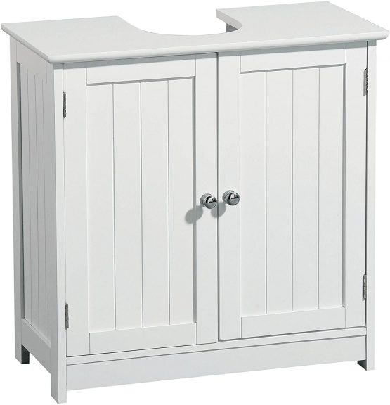 Premier Housewares White Pedestal Sink Under Sink Unit Kitchen Sink Bathroom Under Sink Cabinet Under Basin Storage Undersink Cabinets h60xw60xd30 cm - Image 2