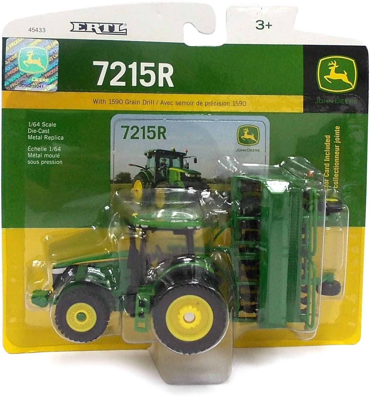 ERTL John Deere 7215R Tractor with 1590 Grain Drill Replica, 1:64 Scale - Image 2